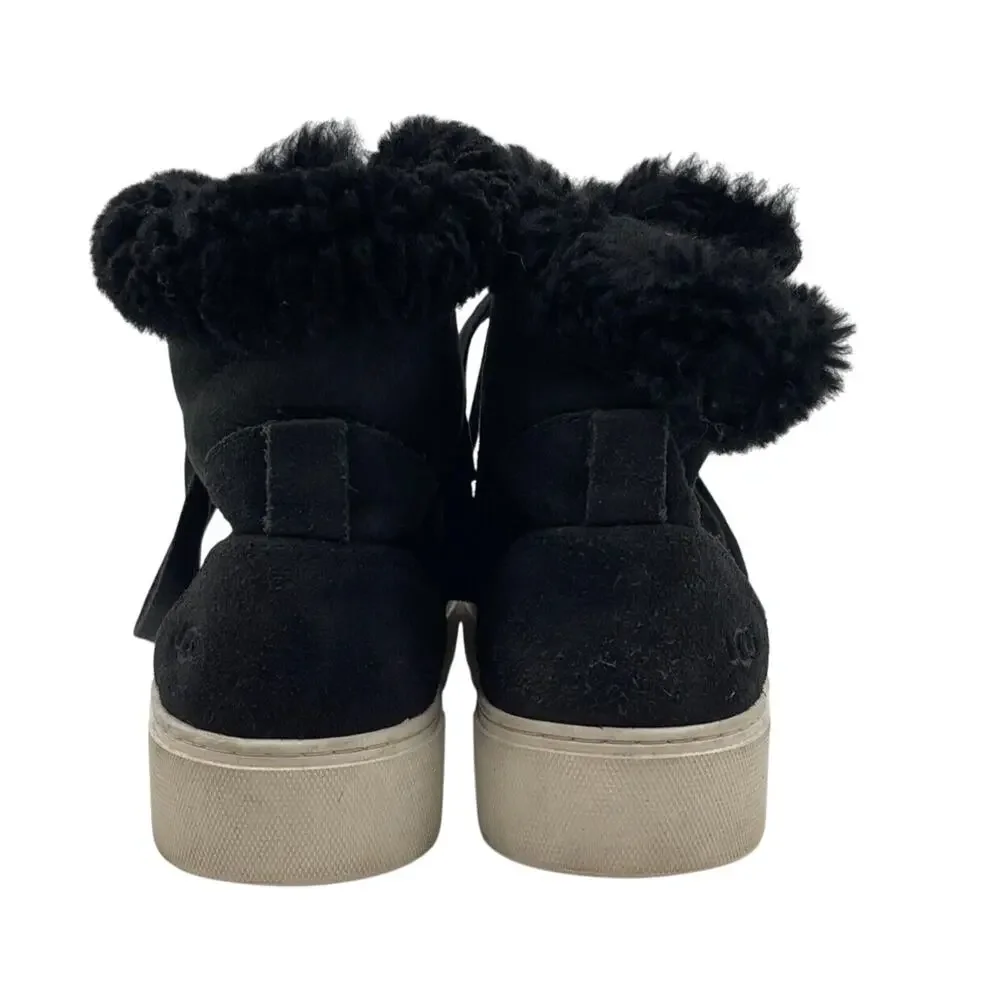 UGG Women's Beven Leather High-Top Lace-Up Sneaker Shoes Black Us Size 8